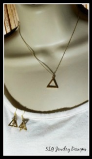gold triangle necklace earrings set-1
